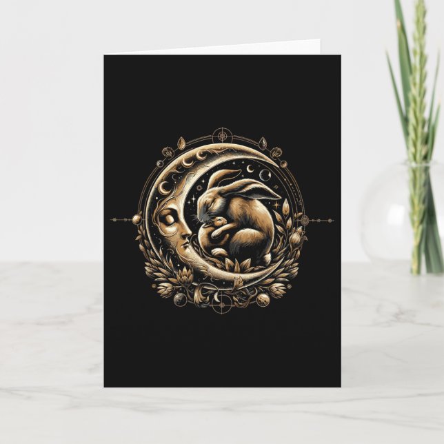 Cartão Páscoa Ostara Eostre Pagã Bruxaria Lua da Primaver (Frente)