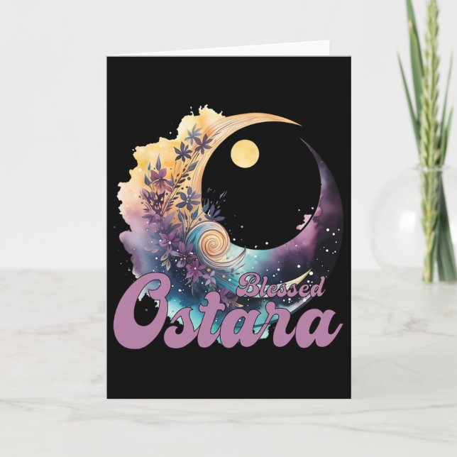 Cartão Páscoa Ostara Eostre Paganismo Bruxaria Lua da Pri (Frente)