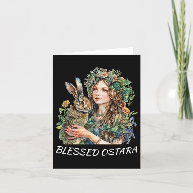 Cartão Páscoa Ostara Estres Pagan Ostara Bençings Rabbit (Frente)