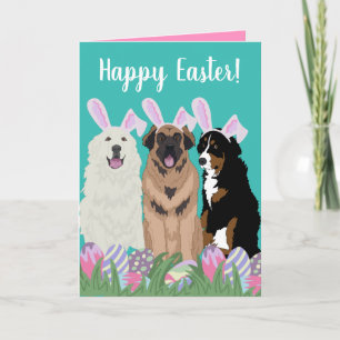 Cartão Páscoa Personalizável de Cães de Montanha