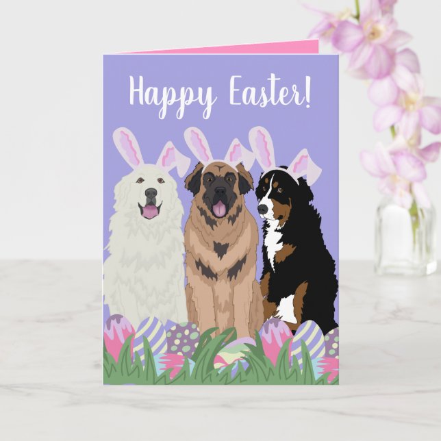 Cartão Páscoa Personalizável de Cães de Montanha (Orquídea)