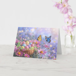 Cartão Páscoa Primavera com Ovos de Flores Jardim 