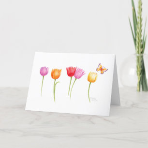 Cartão Páscoa Tulipas Coloridas Bênçãos Primavera