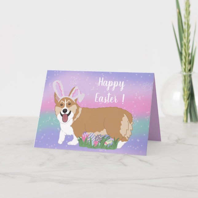 Cartão Páscoa Welsh Corgi Pup (Frente)