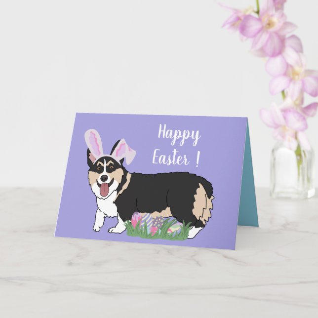 Cartão Páscoa Welsh Corgi Pup (Orquídea)