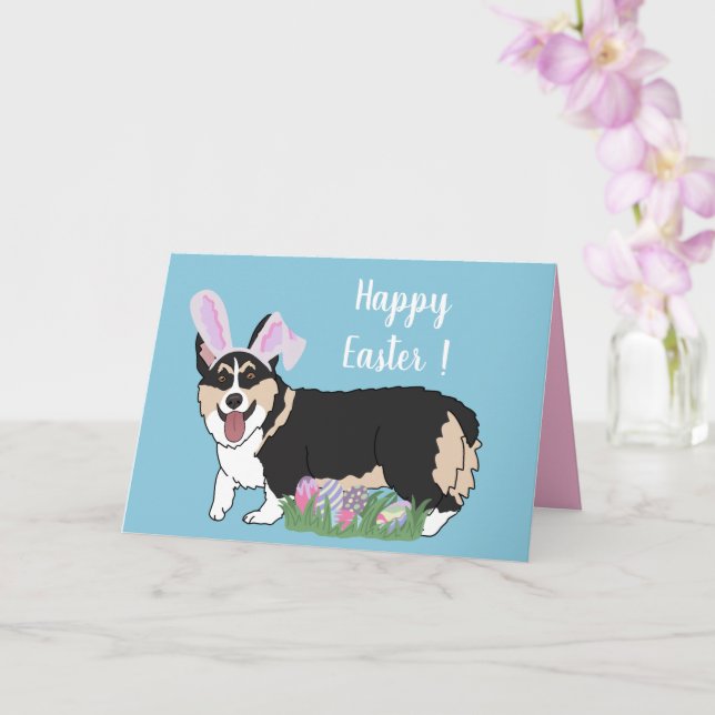 Cartão Páscoa Welsh Corgi Pup (Orquídea)