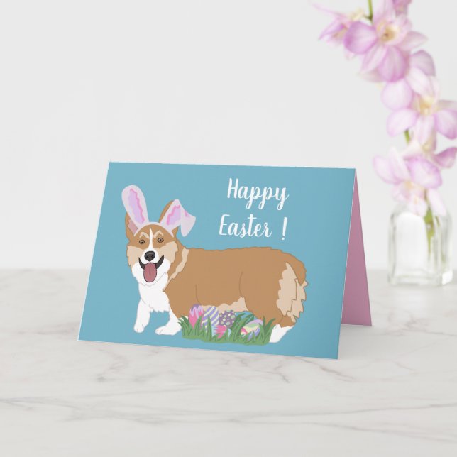 Cartão Páscoa Welsh Corgi Pup (Orquídea)