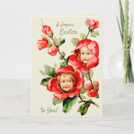 Cartão Páscoas Meninas doces Flores fantasia Crianças Flo