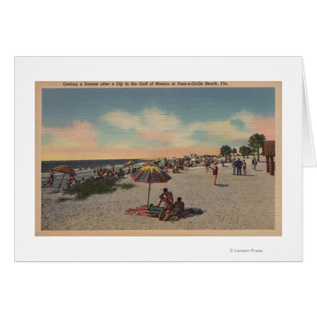 Cartão Pass-a-Grille Beach, Florida - Sunbathers on (Frente Horizontal)