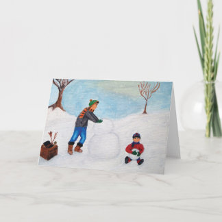 Cartão Passando um dia da neve junto