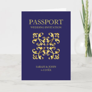 Cartão Passaporte Viagem Destino Royal Blue Invitation
