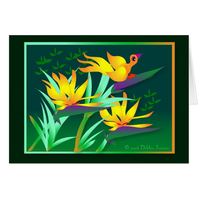 Cartão Passarinho do paraíso por Debbie Jensen (Frente Horizontal)