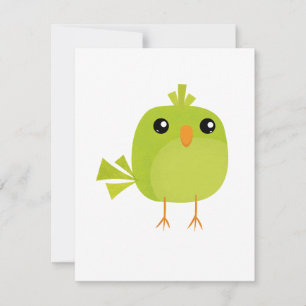 Cartão Passarinho Verde Fofo Desenho Animado