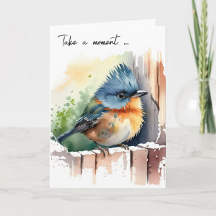Cartão Pássaro Aquarela Pensando Em Você