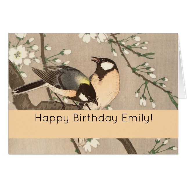 Cartão Pássaro asiático japonês (Chickadebird) (Frente Horizontal)