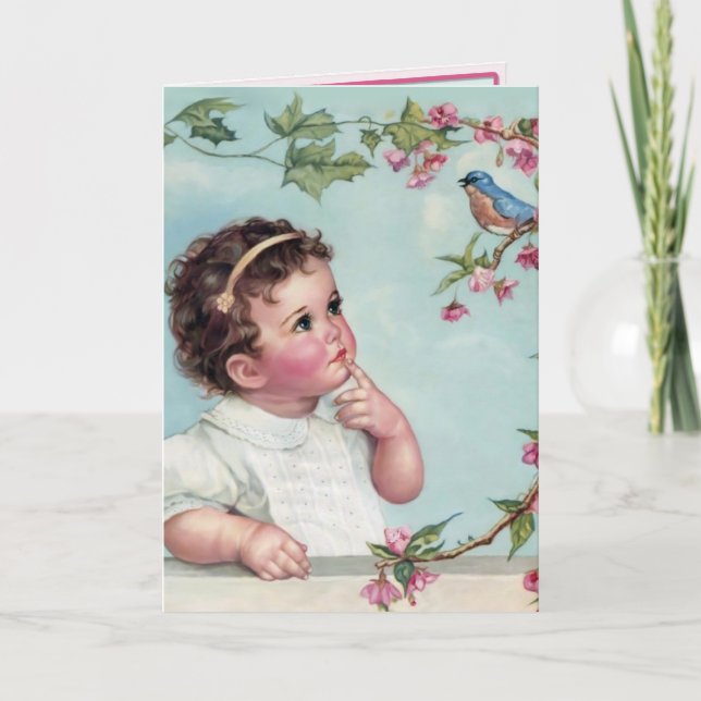 Cartão Pássaro Azul Bebê (Frente)