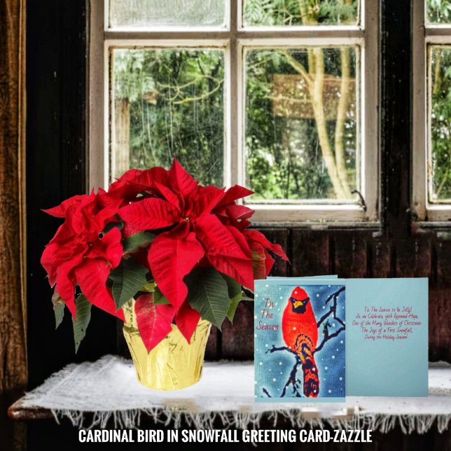 Cartão Pássaro Cardeal Em Neve (Criador carregado)