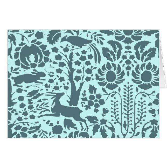Cartão Pássaro, cervo, padrão de pessoas de árvores (Frente Horizontal)
