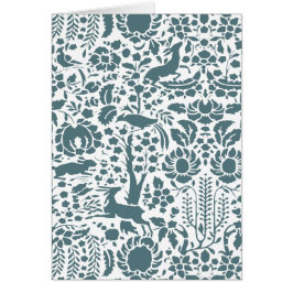 Cartão Pássaro, cervo, padrão de pessoas de árvores