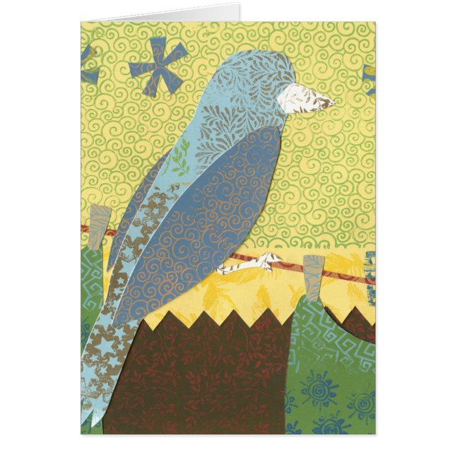 Cartão Pássaro Colorido num Fio (Frente)