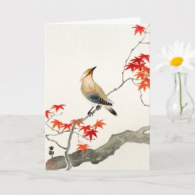 Cartão Pássaro da praga japonês - Ohara Koson - Arte vene (Planta pequena)