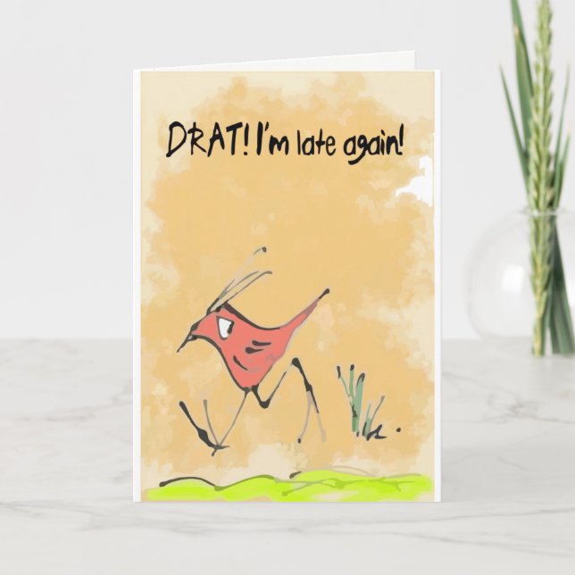 Cartão Pássaro de aniversário atrasado (Frente)