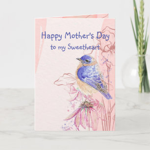 Cartão Pássaro do Jardim Bluebird dia de as mães Sweethea