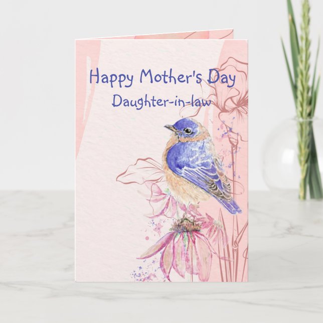 Cartão Pássaro do Jardim de Bluebird dia de as mães cunha (Frente)