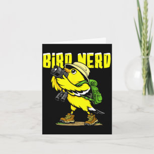 Cartão Pássaro nerd divertido observando pássaros america