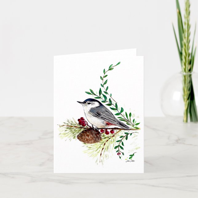 Cartão Pássaro Nuthatch (Nuthatch Bird Card from Jenn's Emporium. )