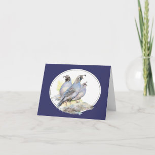Cartão Pássaro Quail da Califórnia com Aquarela Original