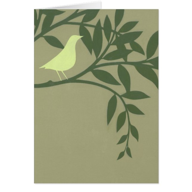 Cartão Pássaro Verde Empoleirado na Ramificação Verde (Frente)
