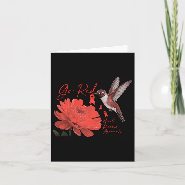 Cartão Pássaro Vermelho Para Mulheres Doenças Cardíacas M (Frente)