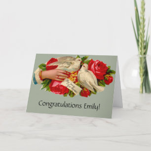 Cartão Pássaros Antigos Amor Pombo Arte Clássica Vitorian