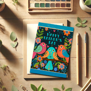 Cartão Pássaros Bons Inspiridade do Dia do Pai