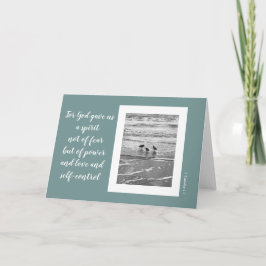 Cartão Pássaros da costa, verso das escrituras de Timothy