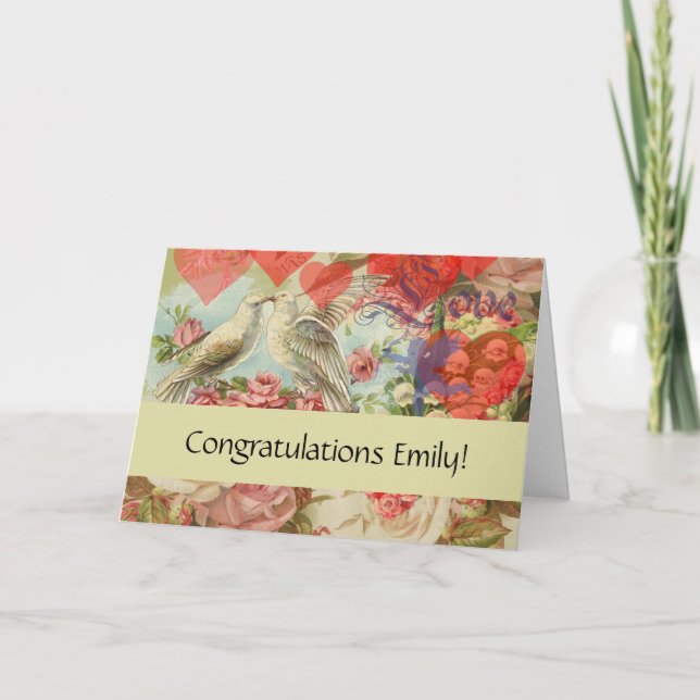 Cartão Pássaros de Amor Antigo Coração Antigo (Frente)