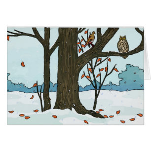 Cartão Pássaros de neve de Natal japonês