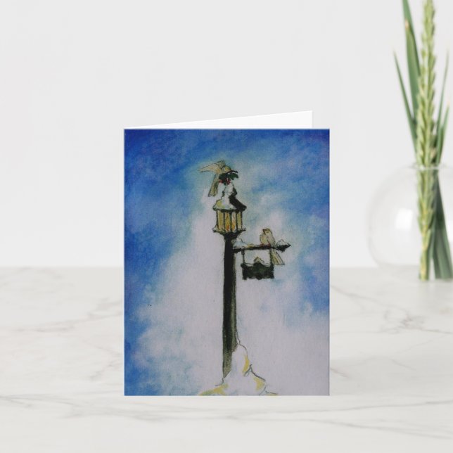 Cartão Pássaros do azevinho (Frente)