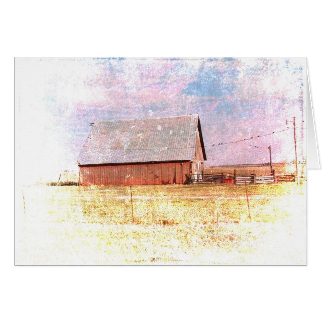 Cartão Pássaros do Red Barn em um Fio (Frente Horizontal)