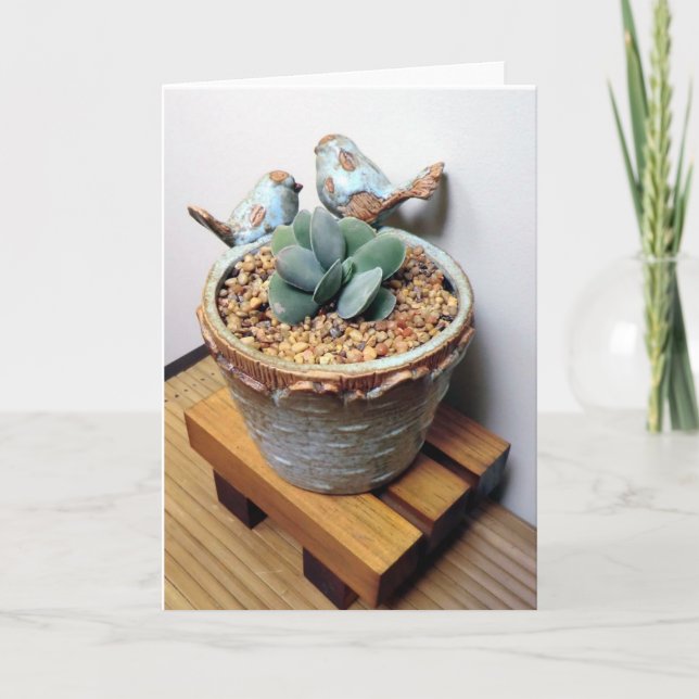 Cartão Pássaros e Succulents Notecard (Frente)