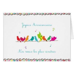 Cartão pássaros em uma linha