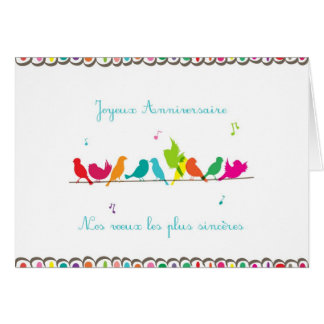 Cartão pássaros em uma linha