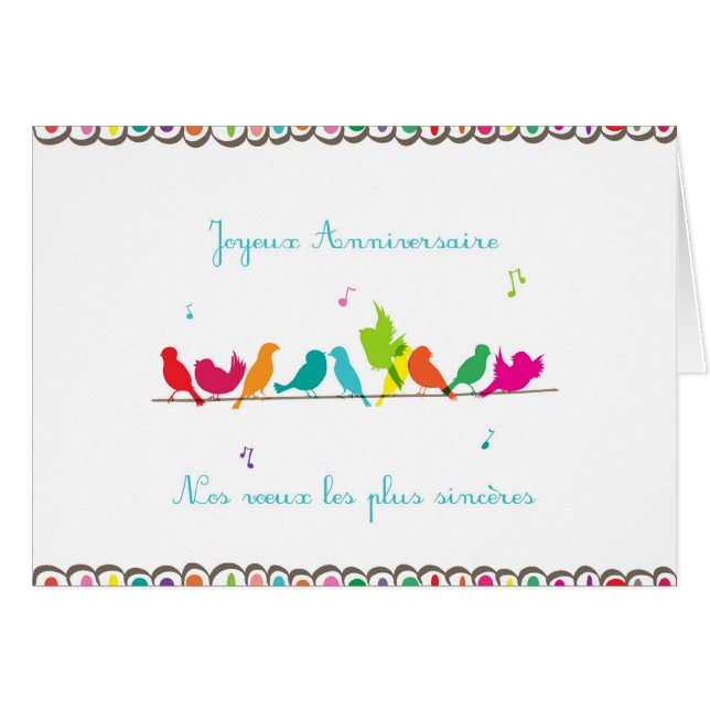 Cartão pássaros em uma linha (Frente Horizontal)