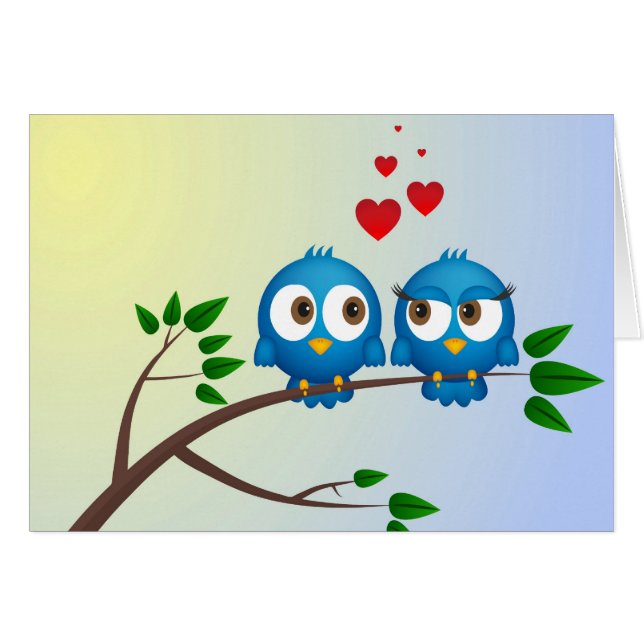 Cartão Pássaros no amor (Frente Horizontal)