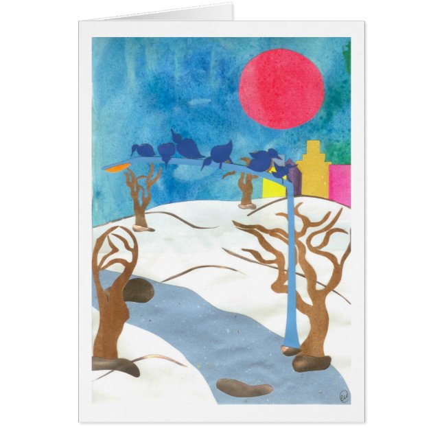 Cartão Pássaros no Central Park no inverno (Frente)