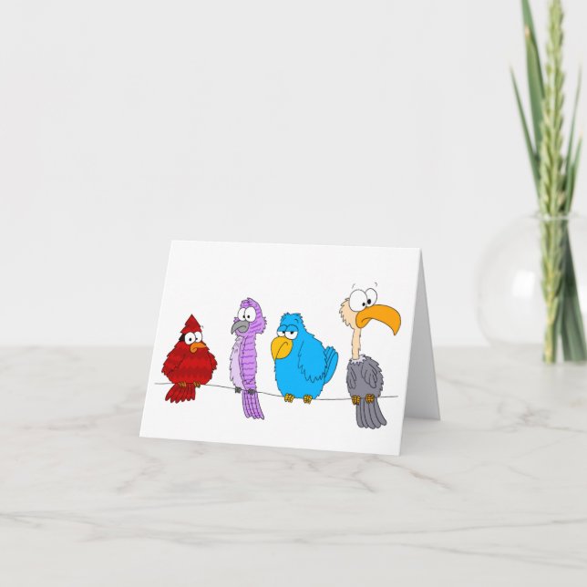 Cartão Pássaros num fio (Frente)