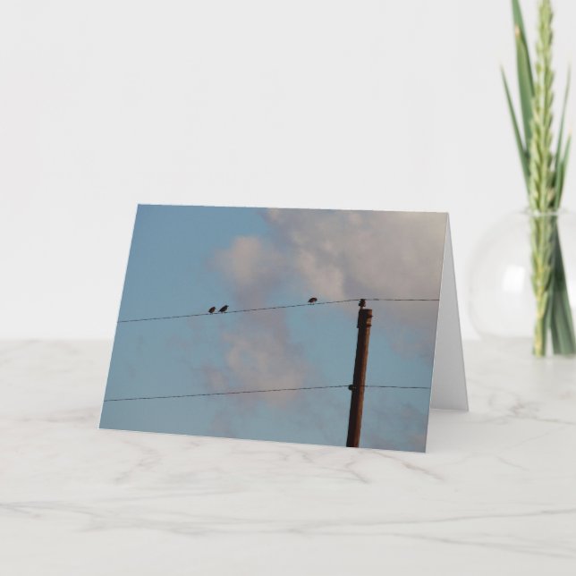 Cartão Pássaros num fio (Frente)