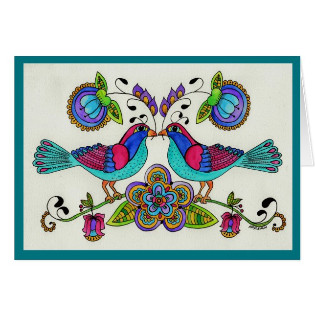 Cartão Pássaros populares (Frente Horizontal)