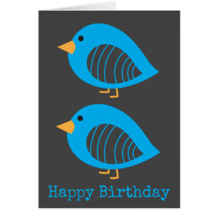 Cartão Pássaros quirky colorido e giros